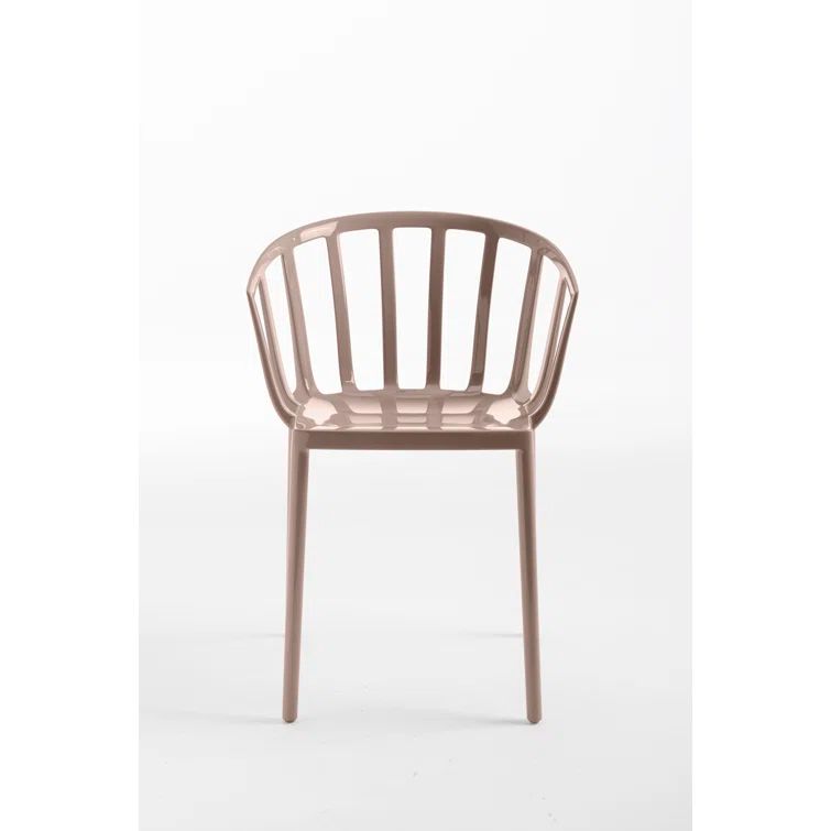 Dove Gray Venice-Inspired Plastic Arm Chair