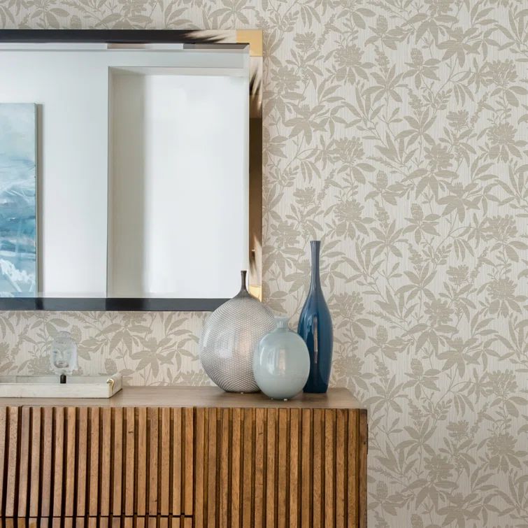 Beige Floral 3D Non-Pasted Vinyl Wallpaper Roll