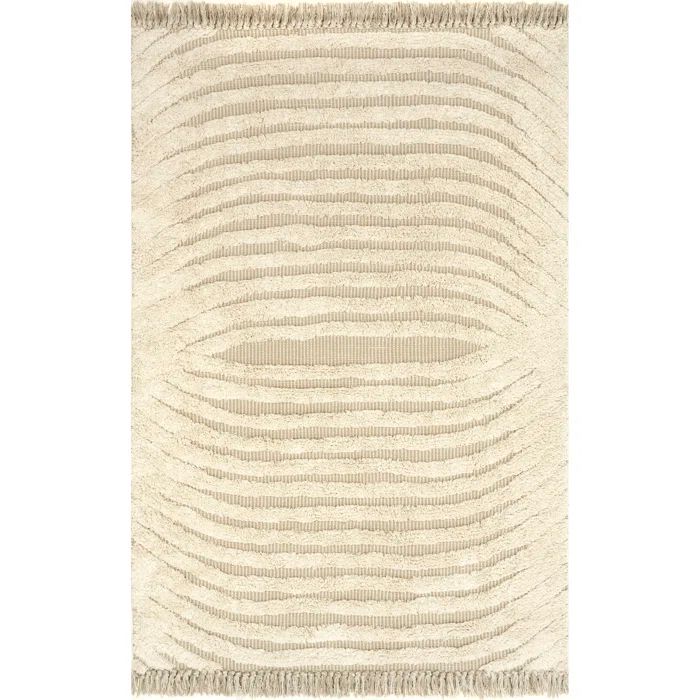 Ivory Whisper Round Hand-Tufted Wool & Cotton Shag Rug
