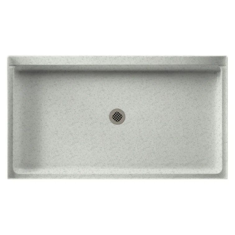 Tahiti Gray Solid Surface Rectangular Shower Base with Center Drain