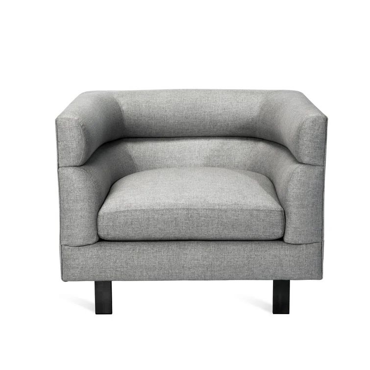 Ornette Pure Grey Handcrafted Barrel Chair with Bronze Metal Legs