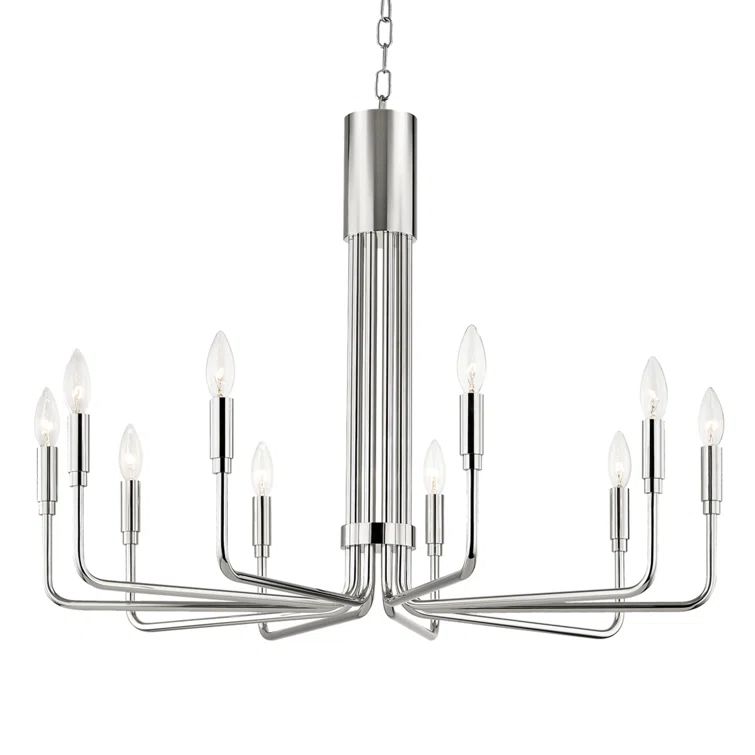 Polished Nickel 10-Light Candle Chandelier