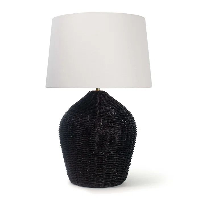 Elegant Georgian Black and Polished Brass Table Lamp with Linen Shade