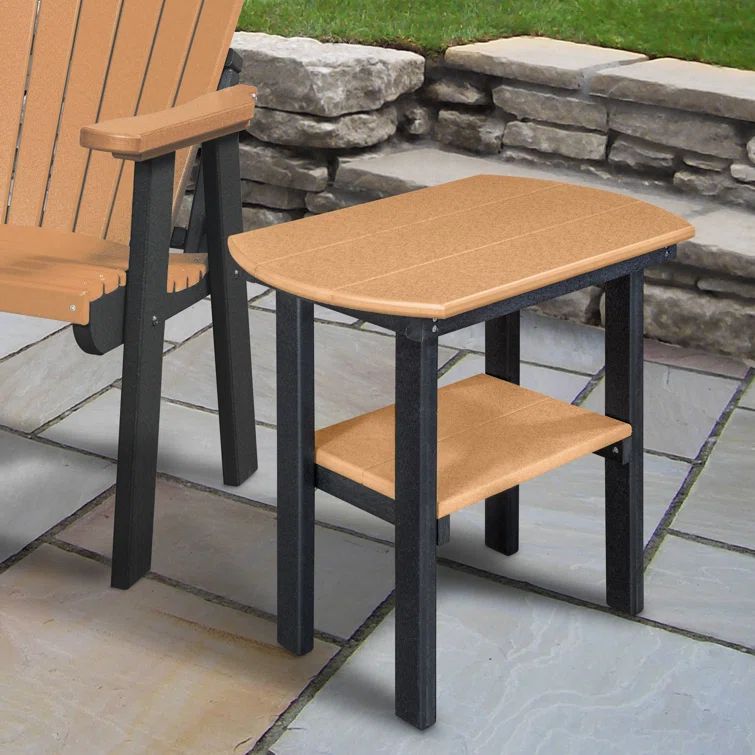Honey and Black Poly Oval Outdoor Side Table