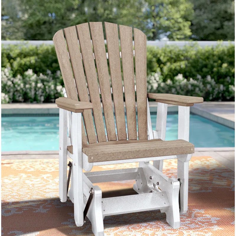 Amish Crafted Light Brown & White Poly Resin Outdoor Glider Chair