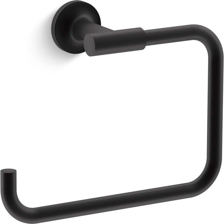 Matte Black Wall Mounted Metal Towel Ring