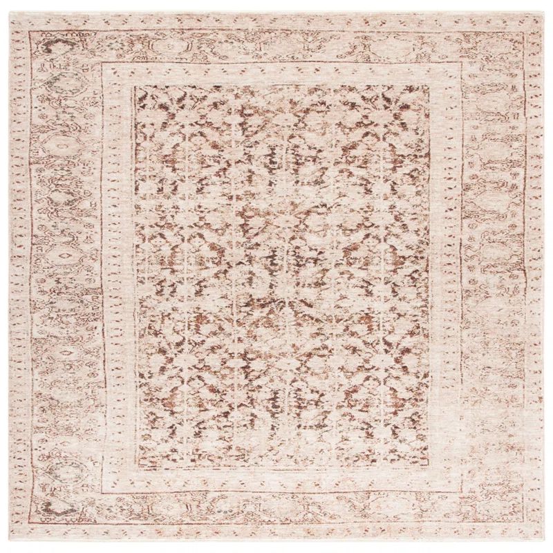Elegant Gray Synthetic 79" Square Oriental Rug