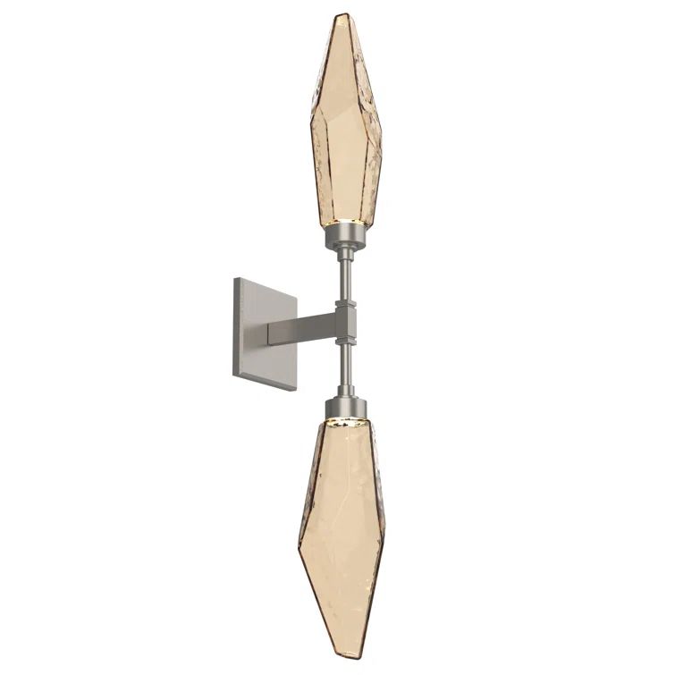Bronze and Silver Rock Crystal Double Wall Sconce