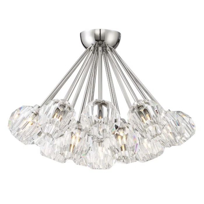 Parisian 24" Crystal and Nickel LED Flush Mount