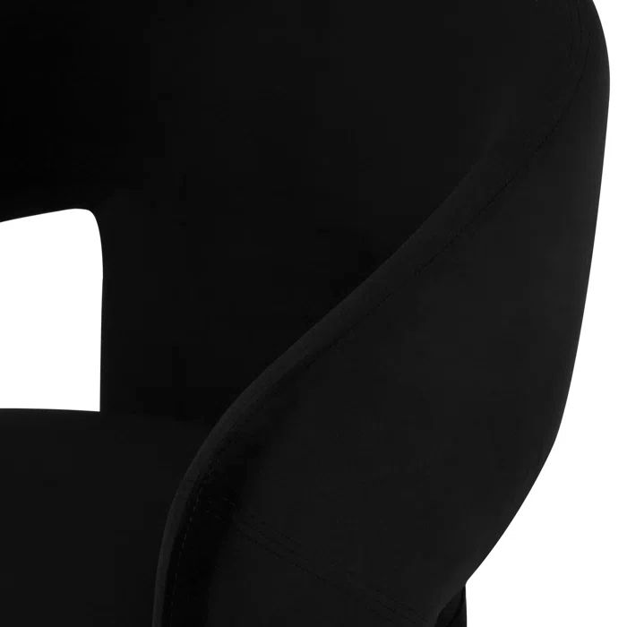 Nuevo Anise Black Chenille Upholstered Armchair with Plastic Glides