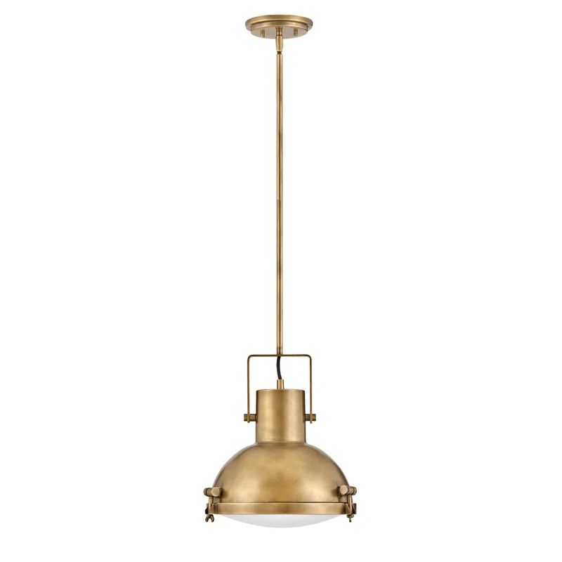Heritage Brass 1-Light Pendant with Etched Opal Glass