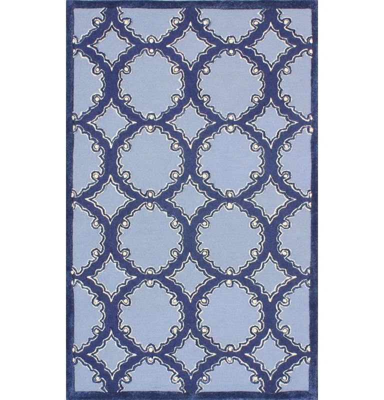Bella Blue Hand-Tufted Wool Geometric Area Rug