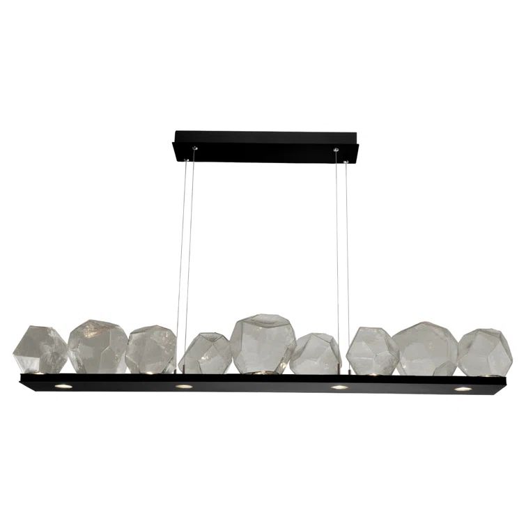 Matte Black Gem Bezel 59" LED Linear Island Light with Smoke Shade