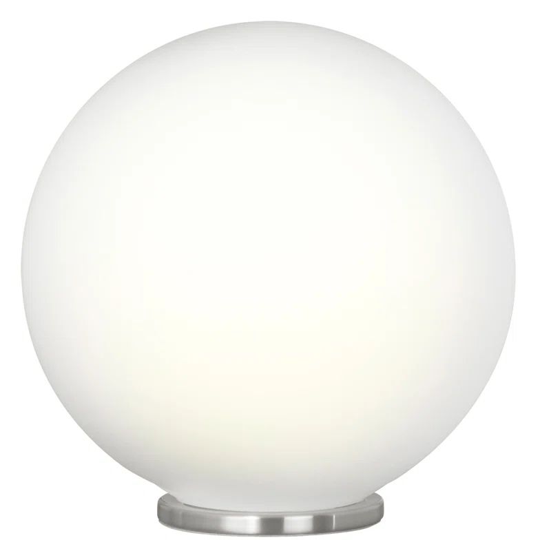 Rondo Silver Globe Table Lamp with Frosted Opal Shade