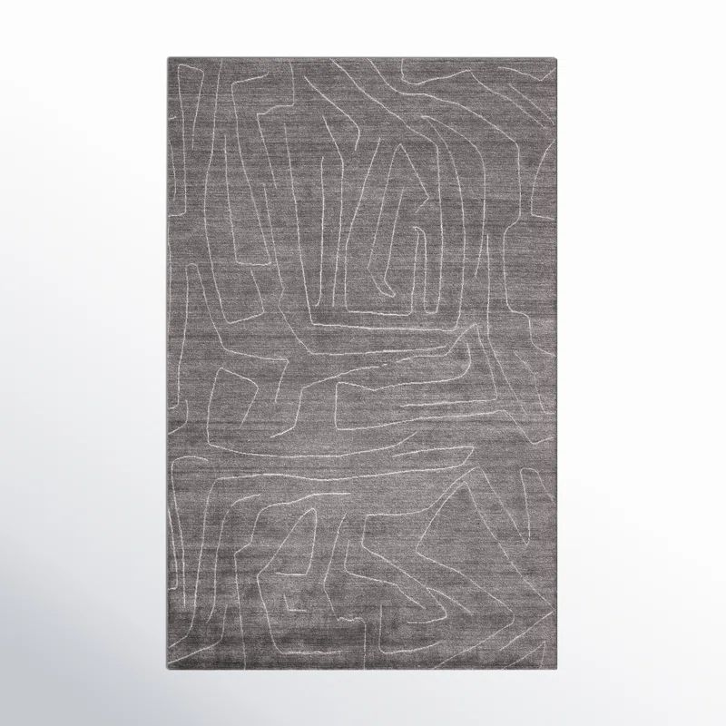 Lennox Abstract Gray Viscose 5' x 8' Hand-Loomed Area Rug