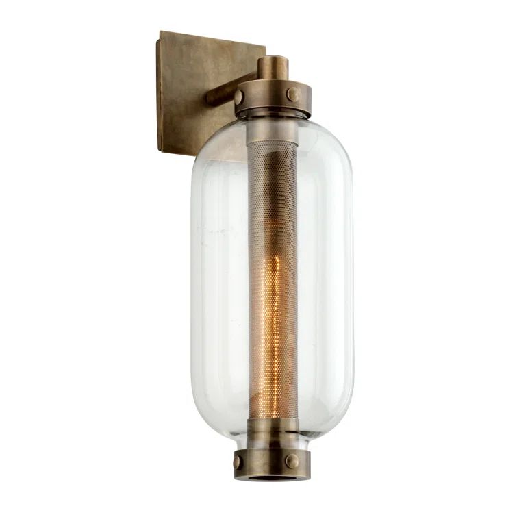 Vintage Brass and Glass Dimmable Wall Sconce