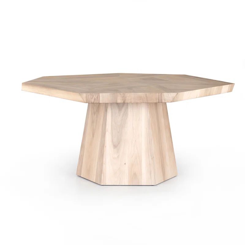 Casual Round Walnut Wood Dining Table for Six
