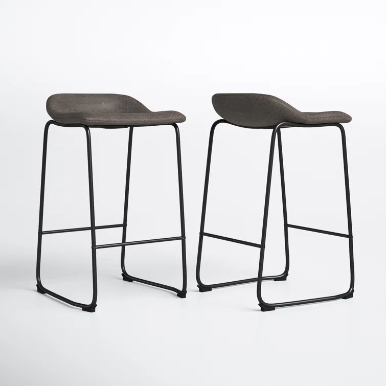 Galloway Industrial Rustic Gray Metal Barstool Set