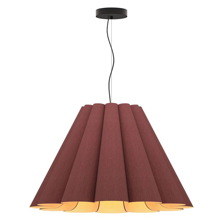 Violet Elegance 32" Incandescent Pendant with Reconstructed Wood Veneer Shade