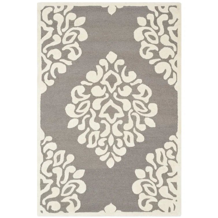 Mushroom and White Tufted Wool 4' x 6' Area Rug
