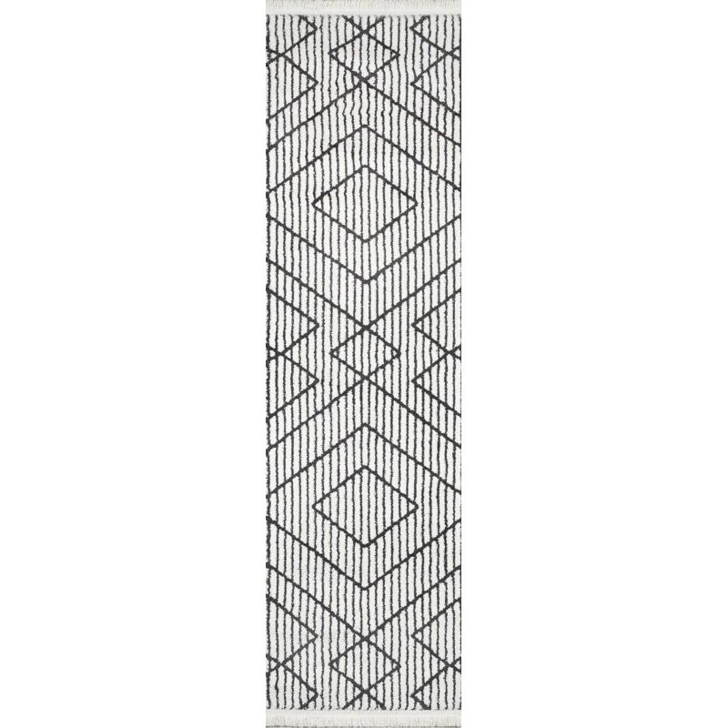 Ivory Diamond Essence 8x27 Stain-Resistant Synthetic Runner Rug