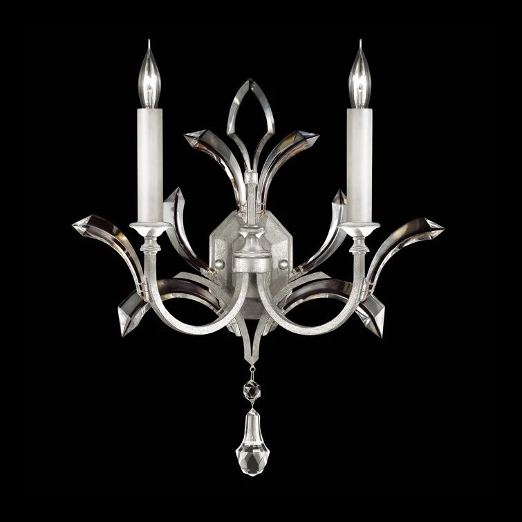 Beveled Arcs 2-Light Wall Sconce with Crystal Accents in Silver Leaf