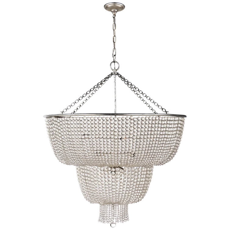 Jacqueline 38" Burnished Silver Leaf Two-Tier Chandelier