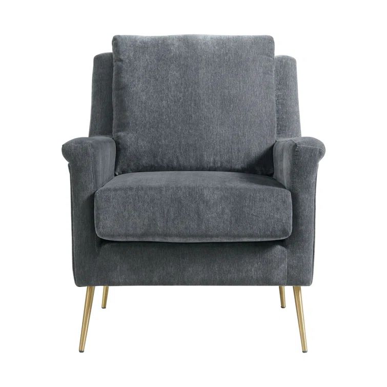 Luxurious Mid-Century Blush Accent Chair with Gold Legs