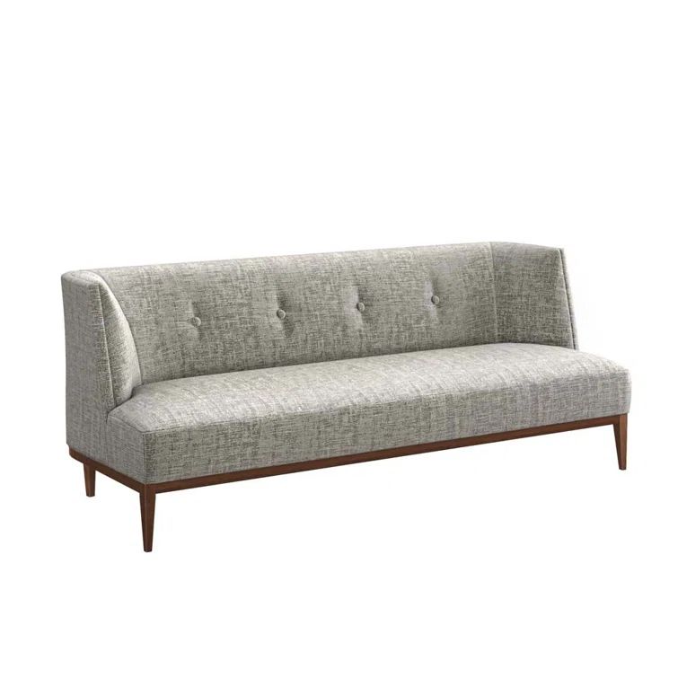 Chloe 80.5'' Feather Chenille Upholstered Sofa with Walnut Legs
