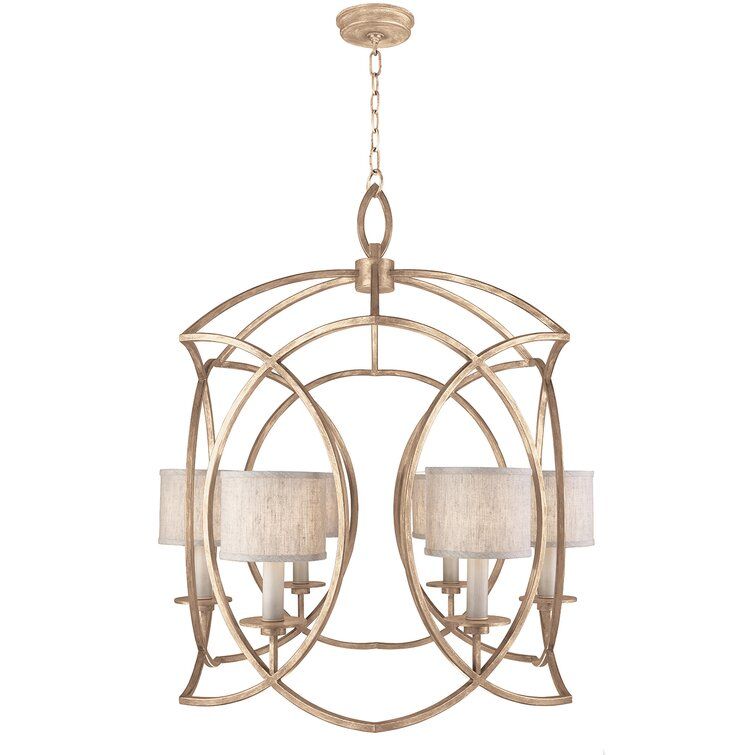 Cienfuegos Elegance Gold Leaf 6-Light Chandelier with White Shades