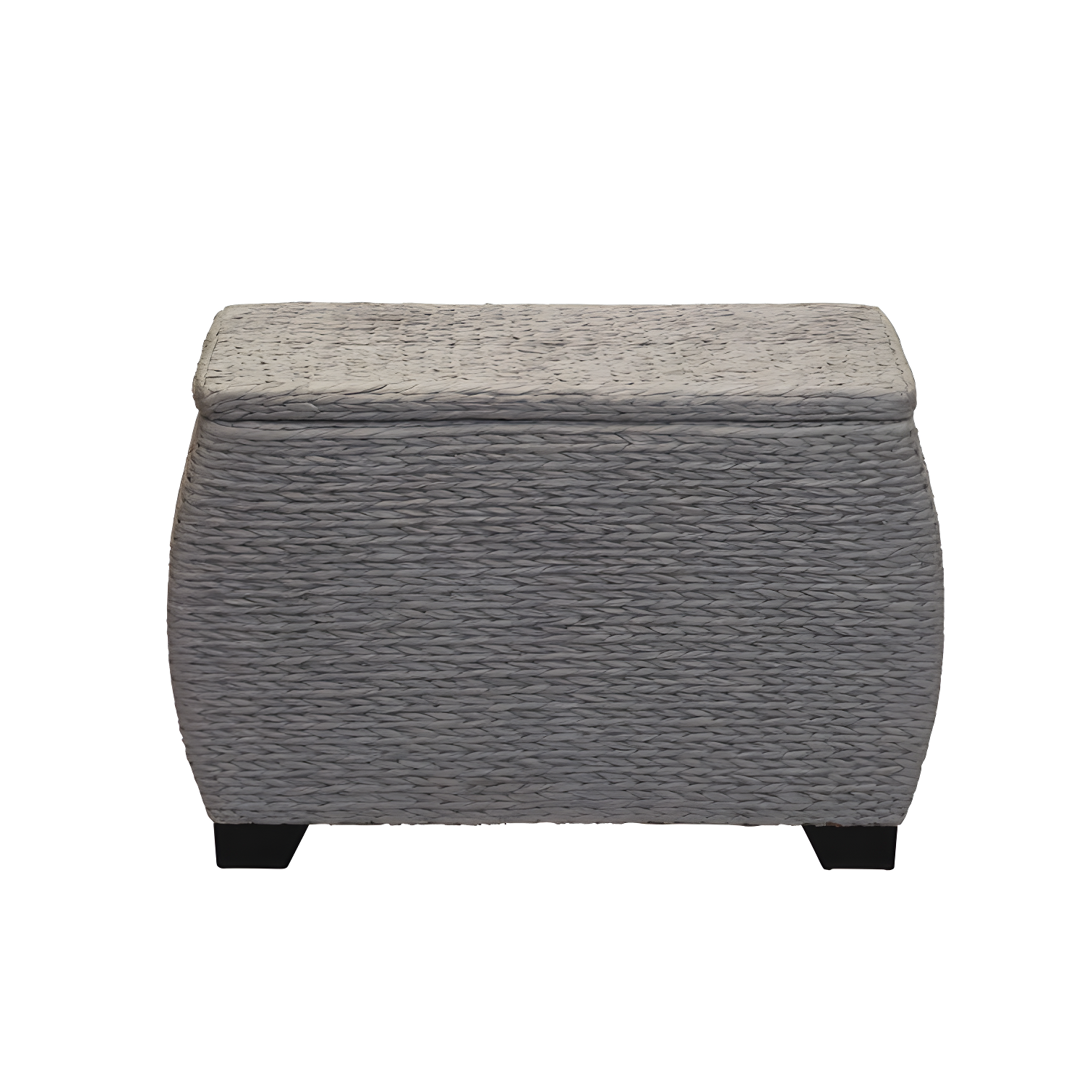 Gray Woven Paper Rope Large Storage Chest with Wood Feet