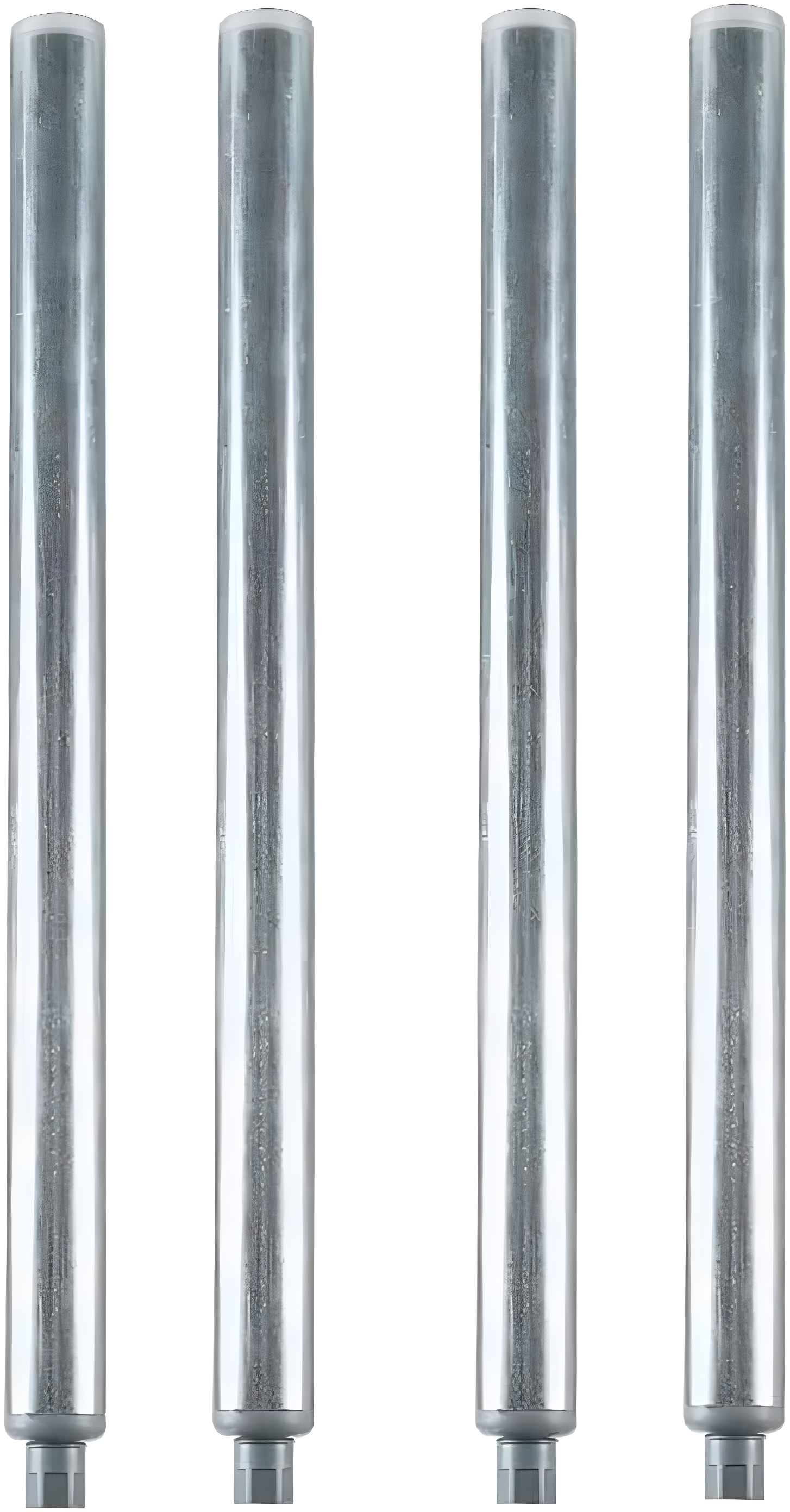 35" Galvanized Steel Work Table Legs with Plastic Feet, Set of 4