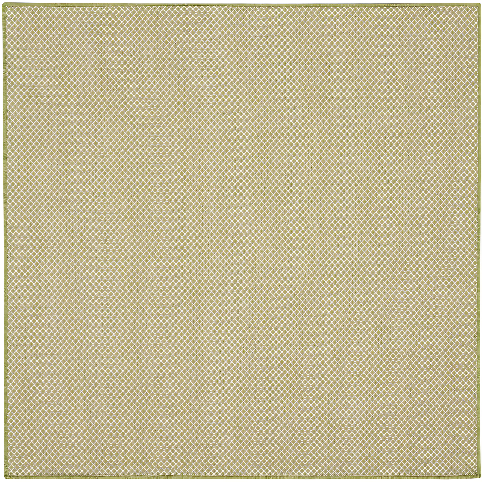 Courtyard Ivory Green 4' Square Geometric Outdoor Rug