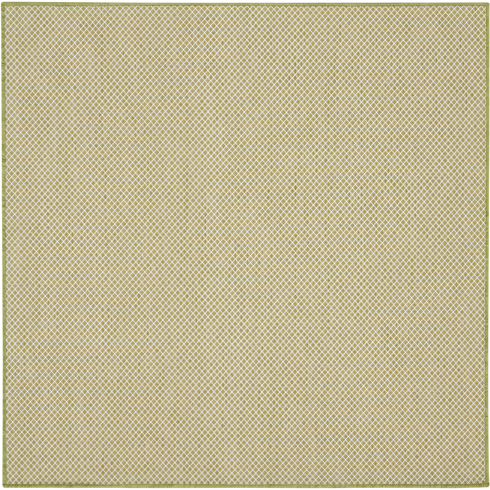 Courtyard Ivory Green 4' Square Geometric Outdoor Rug