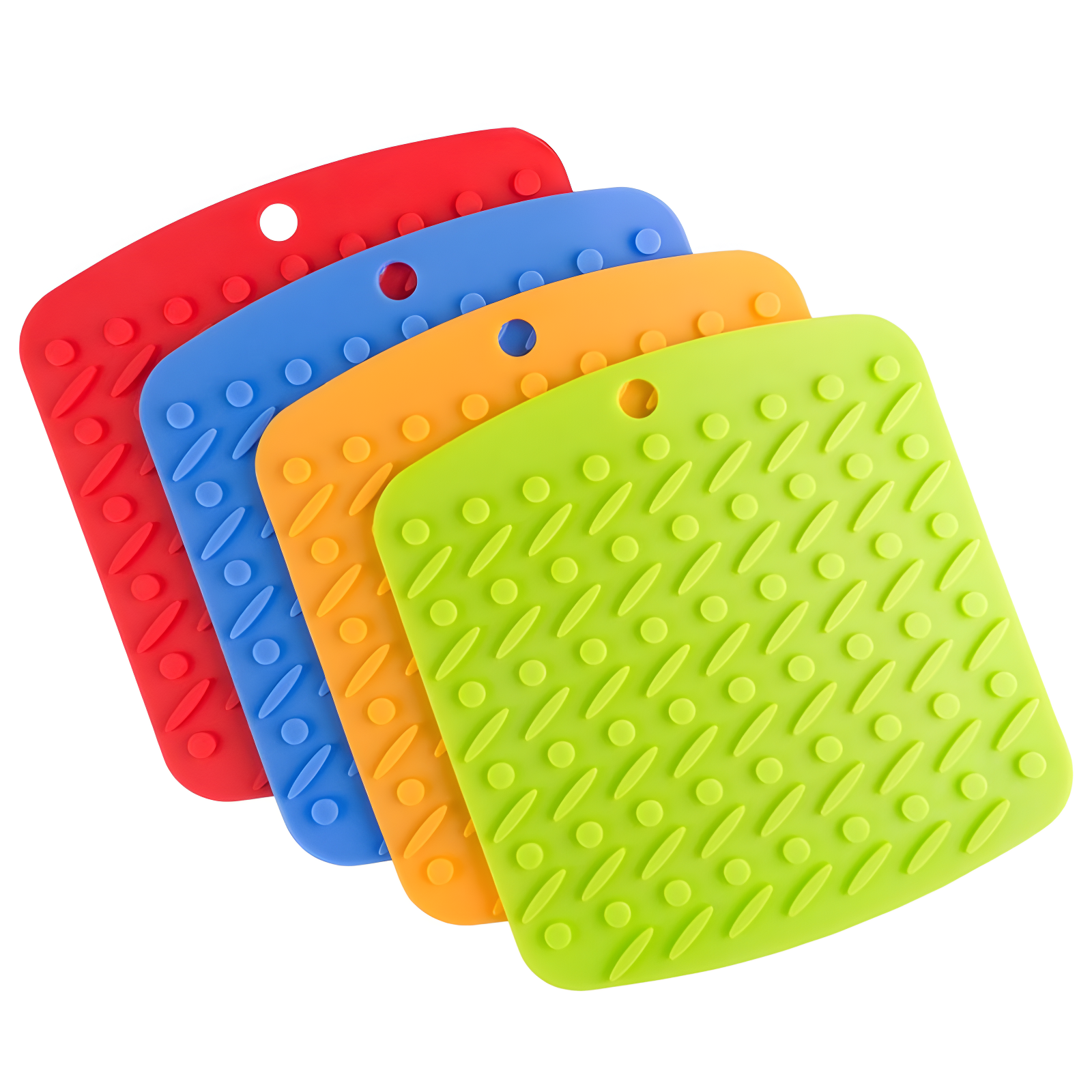 Multicolor Silicone Pot Holder Set with Textured Surface