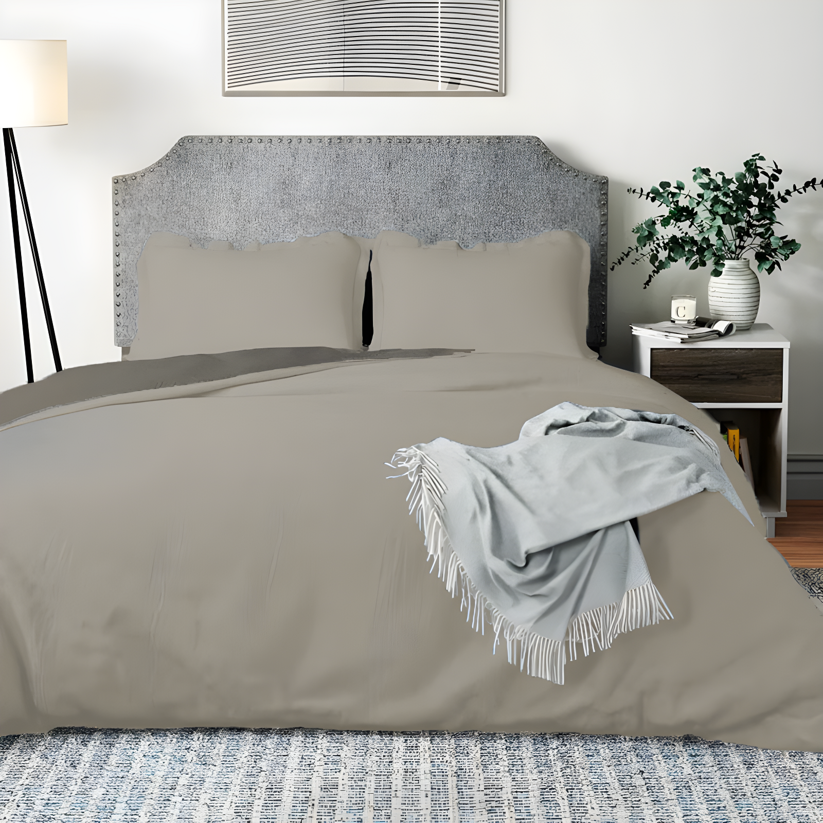 Khaki and Driftwood Reversible Full/Queen Duvet Cover Set