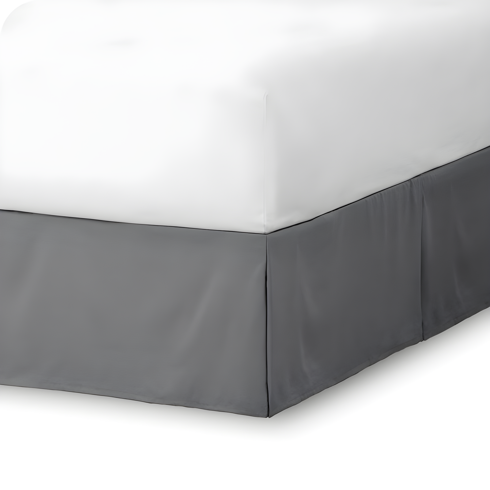 Gray Polyester King Size Pleated Bed Skirt with 15-Inch Drop