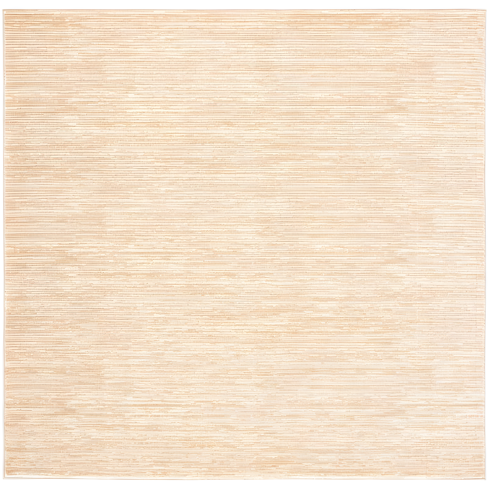 Beige Hand-Knotted Synthetic Square Rug, 6'-7" x 6'-7"