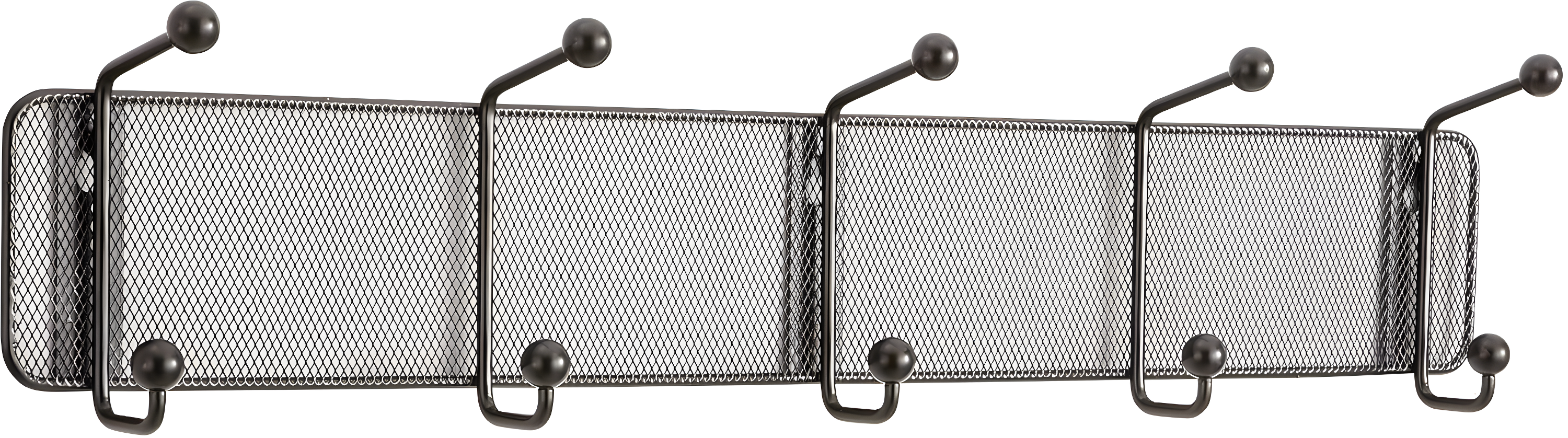 Black Steel Mesh 5-Hook Wall Rack