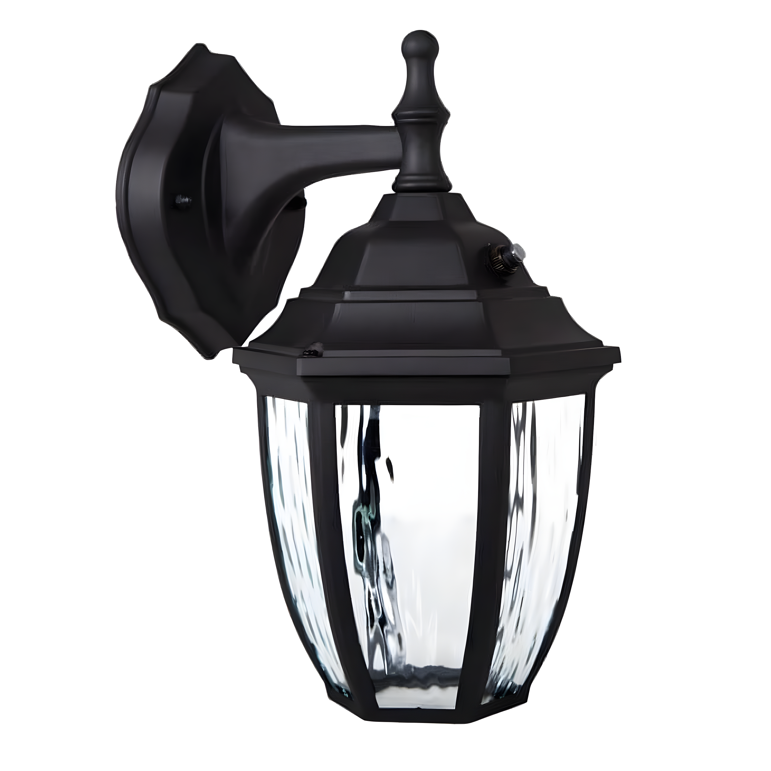 Black Cast Aluminum LED Outdoor Wall Light with Clear Water Glass