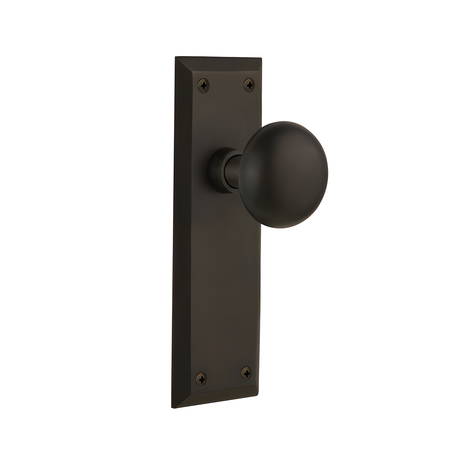 Oil-Rubbed Bronze Privacy Door Knob with New York Plate