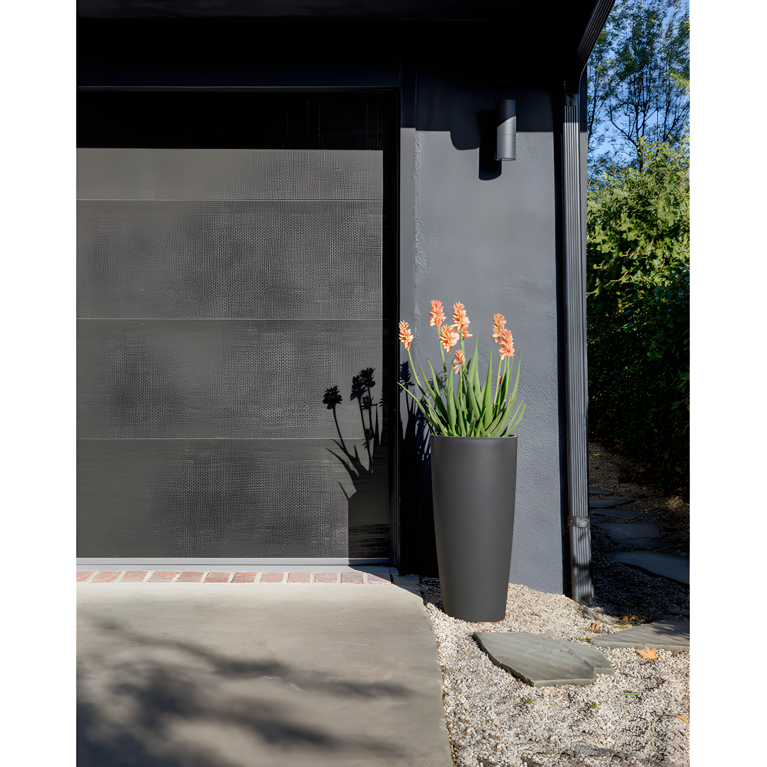 Selena 28" Black Plastic-Stone Outdoor Planter