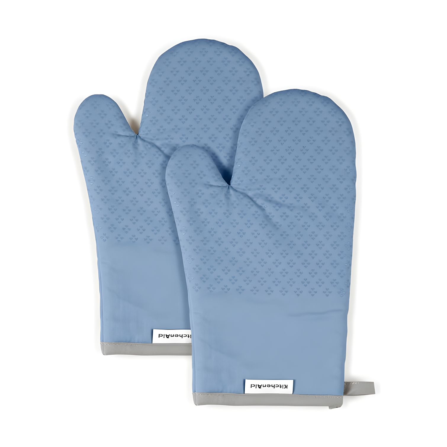 Blue Velvet Cotton Oven Mitt Set with Silicone Grips