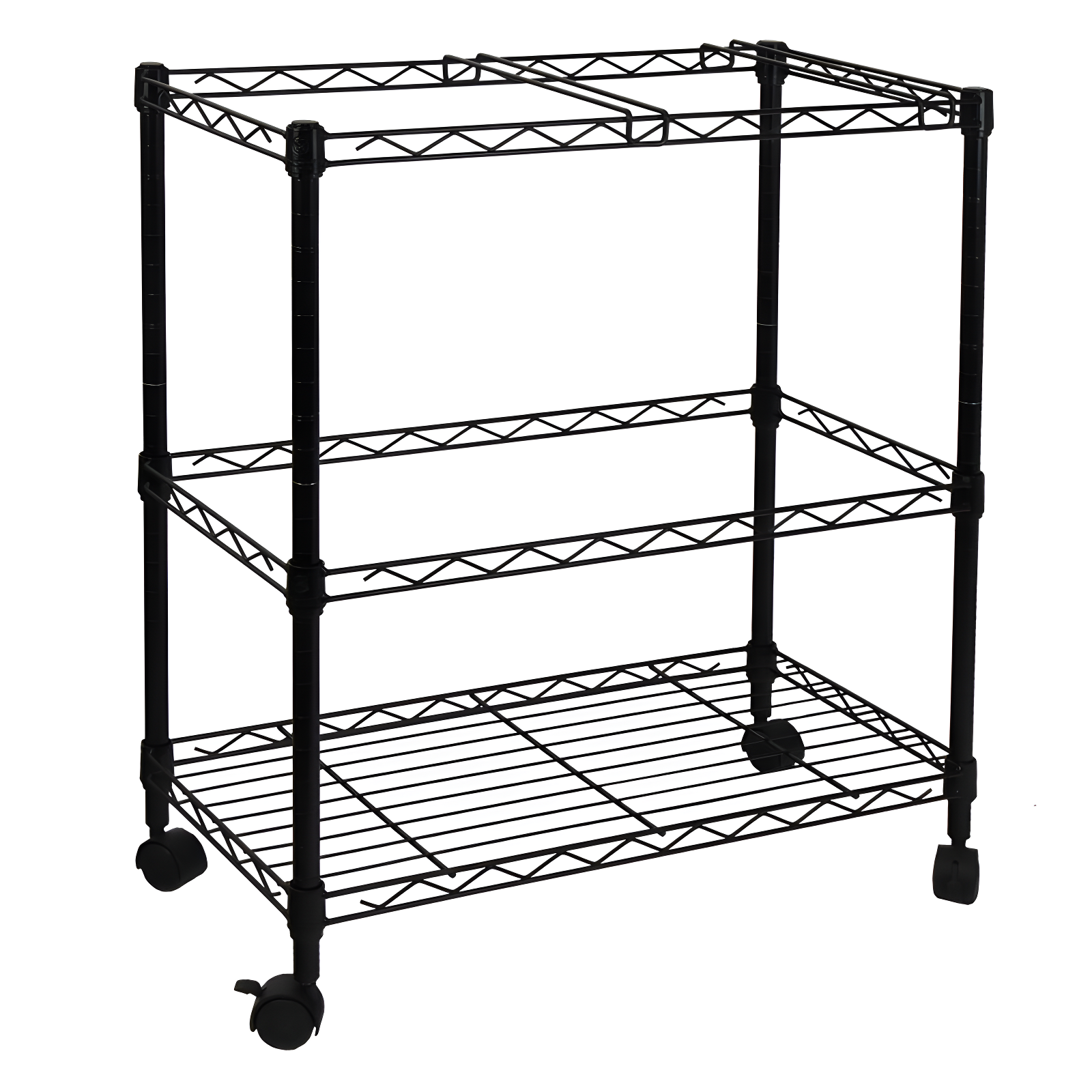 Black Metal 2-Tier Rolling File Cart with Adjustable Shelves