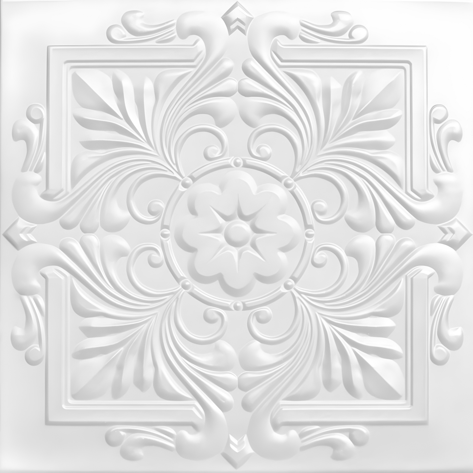 Victorian White Polystyrene Glue-up Square Ceiling Tile