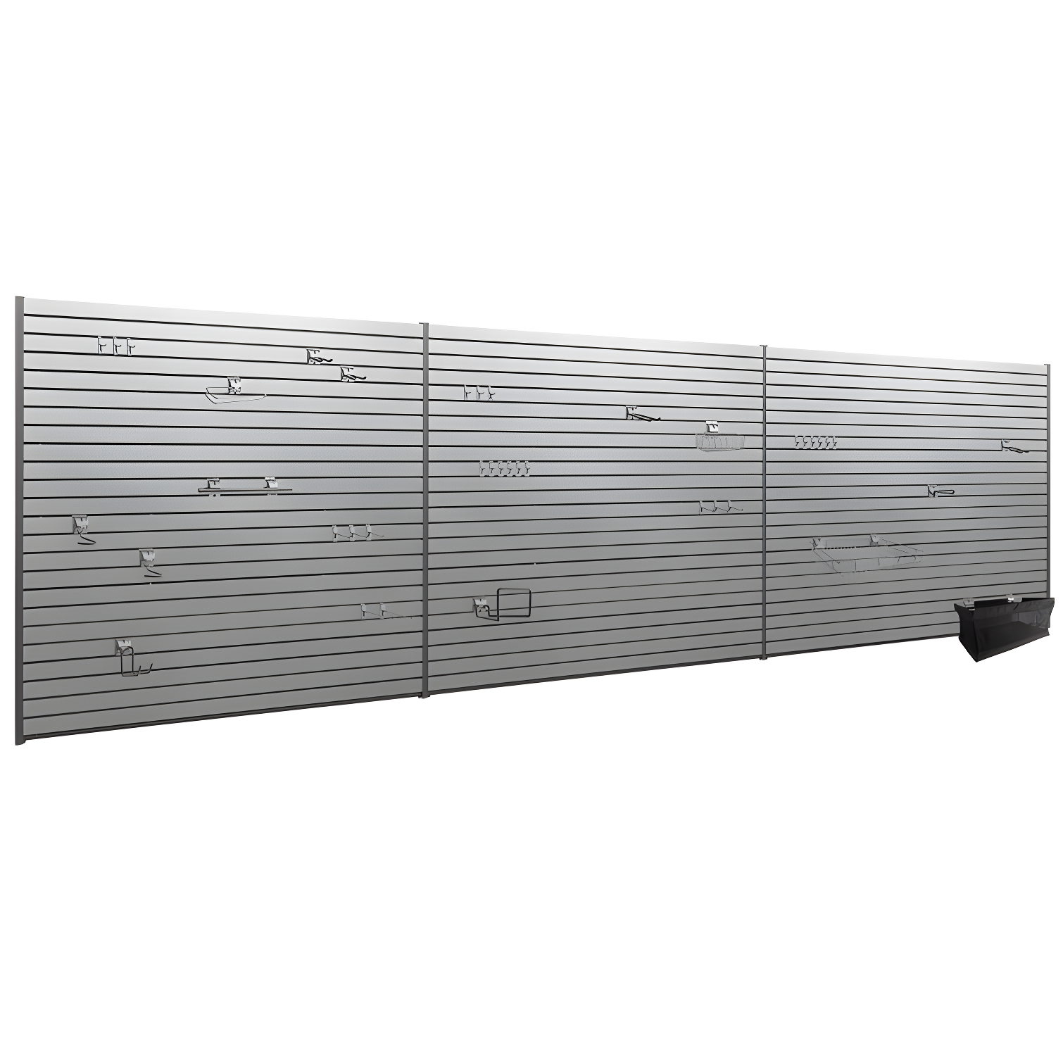 Silver 120 Sq. Ft. PVC Slatwall with 40-Piece Accessory Kit