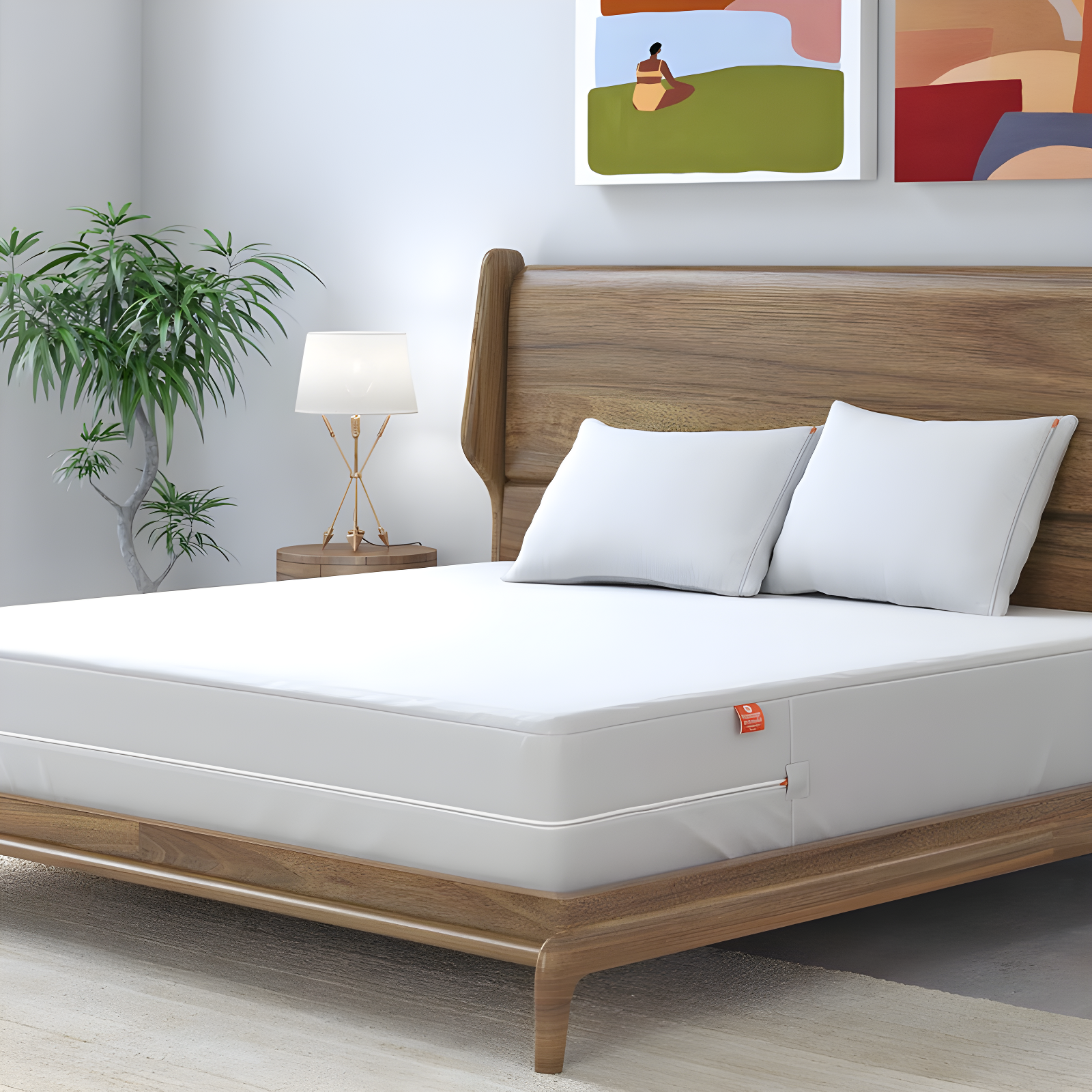 Queen White Waterproof Zippered Mattress Encasement