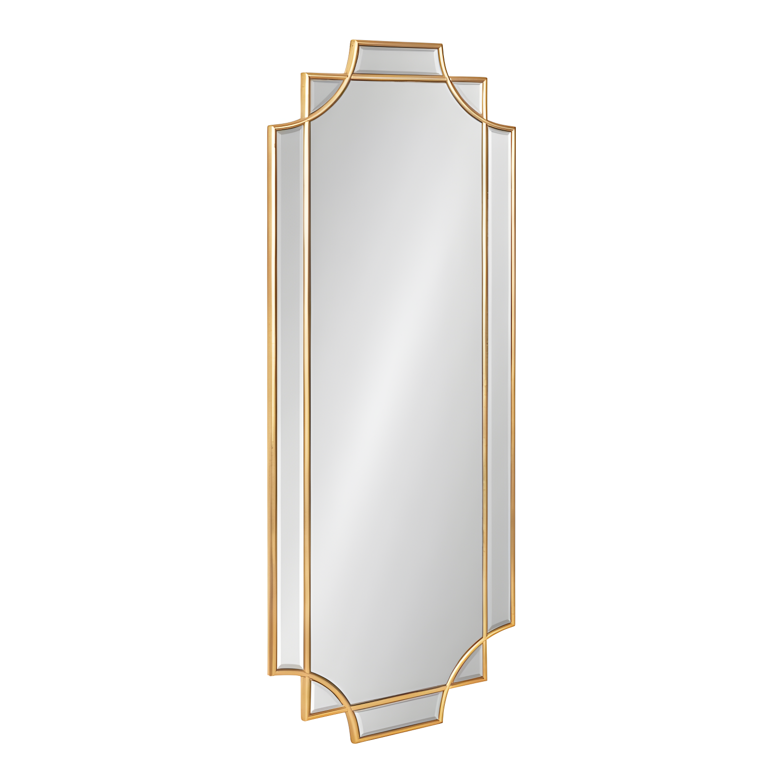 Minuette Full Length Rectangular Wood Mirror in Gold