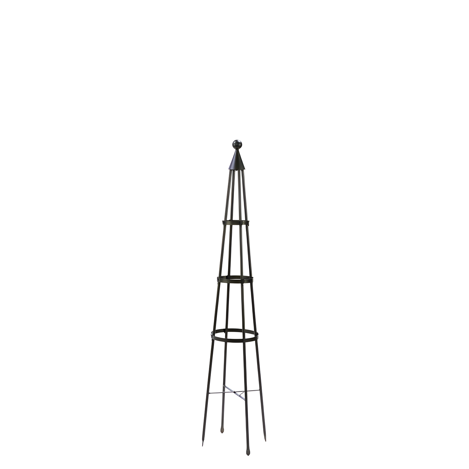 60-Inch Black Wrought Iron Garden Obelisk Trellis