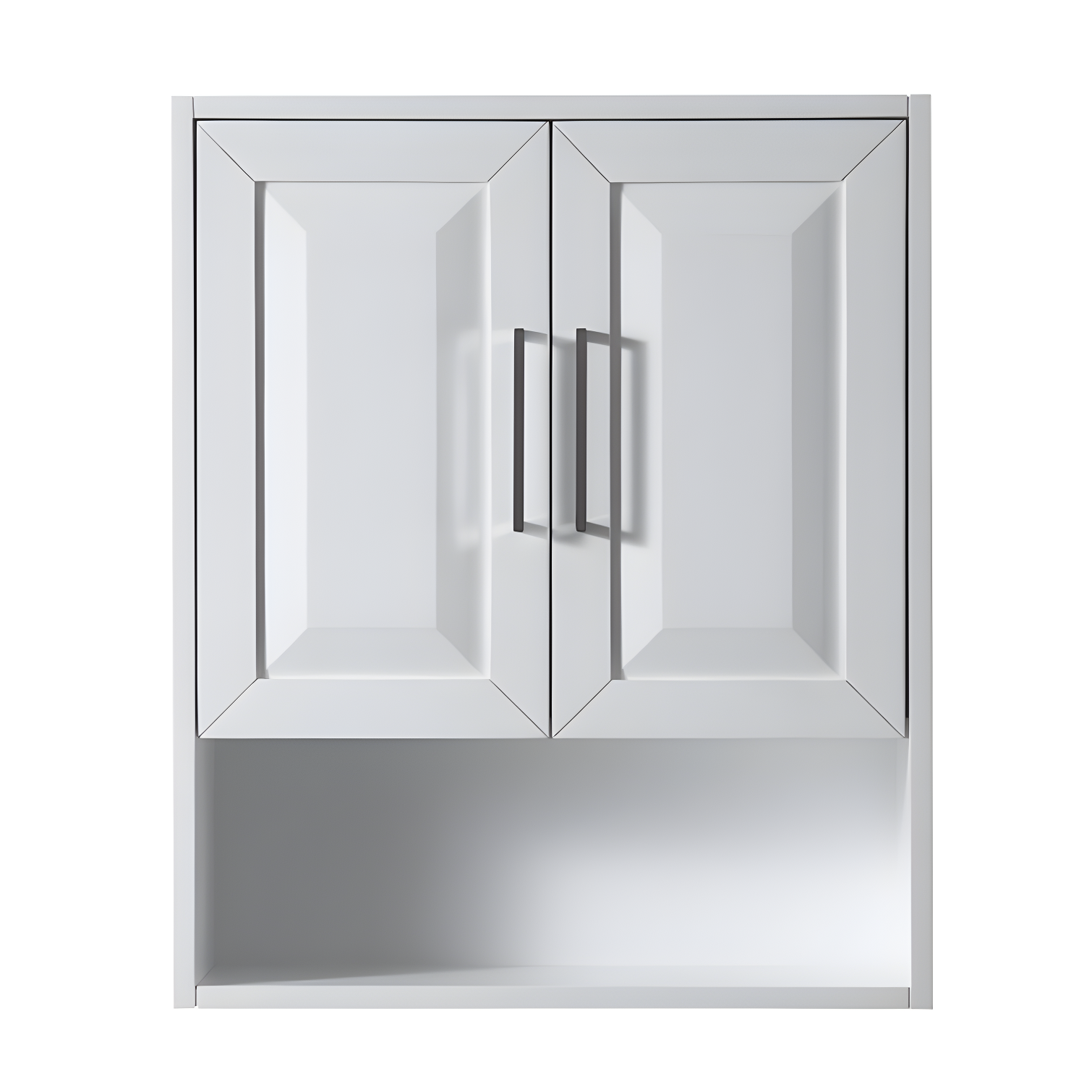 Daria 25" White Bathroom Wall Cabinet with Matte Black Trim